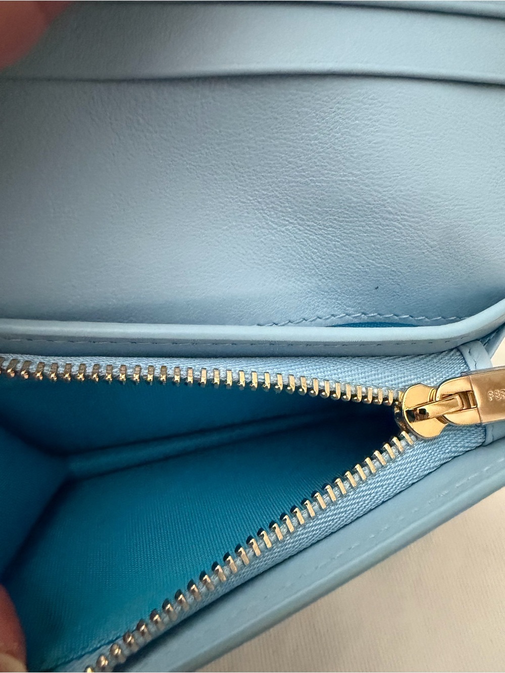 Salvatore Ferragamo Light Blue Leather Wallet with Gold Hardware - Picture 10 of 12